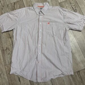 Cinch Short-Sleeve Button-Down Shirt in White and Red Plaid